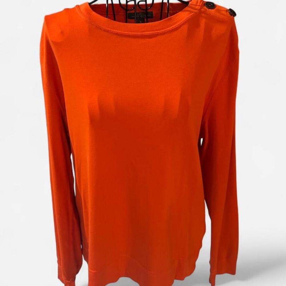Lauren Jeans Co Ralph Lauren Orange 100% Pima Cotton Button Shoulder Top XL